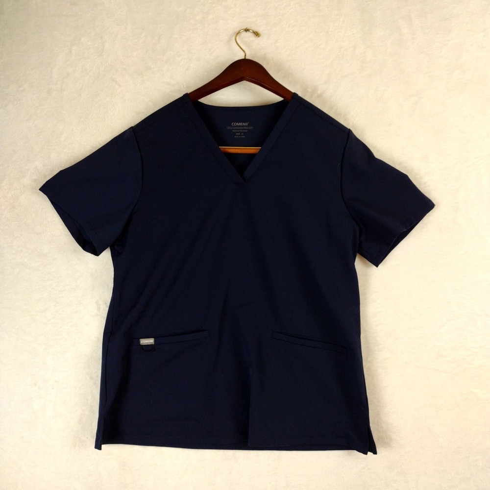 Comenii Technical Workwear Navy Blue V-Neck Scrub Top XL CM2001